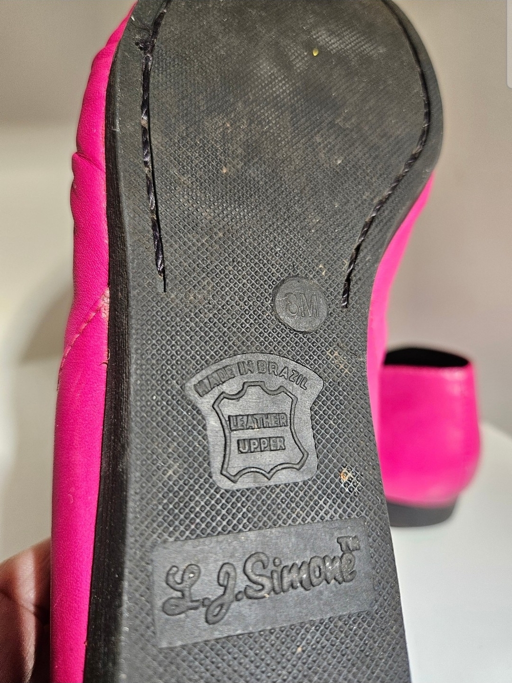 Women’s Fuchsia Pink L.J Simone Gathered Leather Ballet Flats Size 8 - Picture 5 of 6